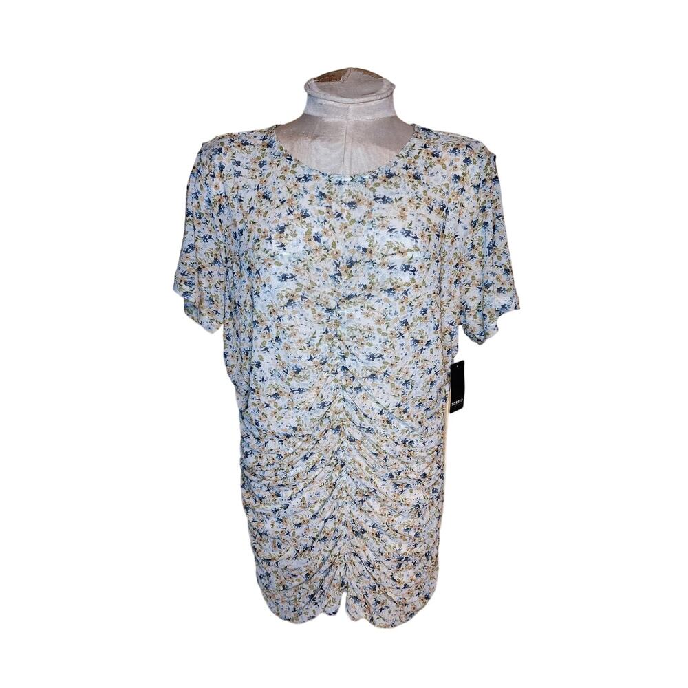Torrid Stretch Mesh Ruched‎ Top Floral Size 1 NWT